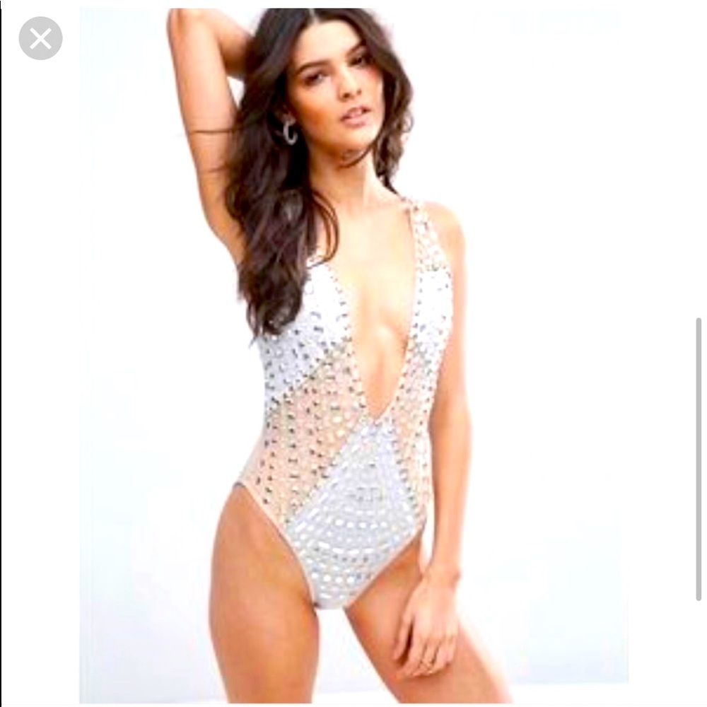 ASOS gem encrusted one piece bathing suit
